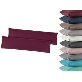 Pack of 2 Jersey Cushion Covers Side Sleeper Pillow 40 x 145 cm 100% Cotton Bordeaux