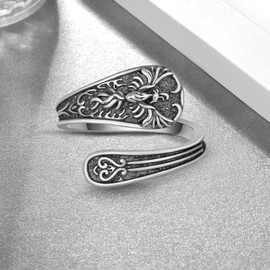 qielizhu Phoenix Spoon Ring 925 Sterling Silver Vintage Phoenix Thumb Rings for Women Phoenix Jewelry Gifts, Sterling Silver, No Gemstone
