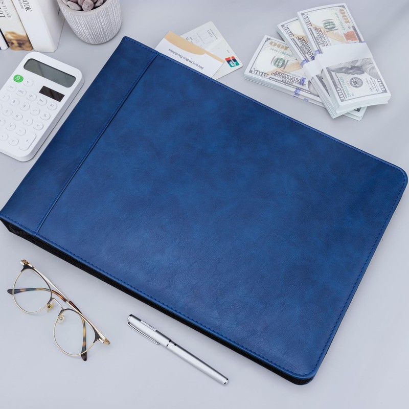 Antner Zippered 7 Ring Business Check Binder Portfolio for 3-Up