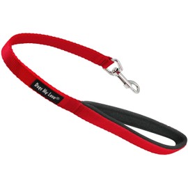 Short Dog Leash Padded Handle Wide Nylon Traffic Lead 22" Long Red (Large: 3/4" Wide)