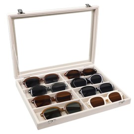 Stratalife Sunglasses Organizer Sunglass Organizer Tray Jewelry Organizer Tray with Lid Sunglasses Organizer Case Watch Storage Box Drawer Organizer Tray for Men Women Beige (8 Grids)