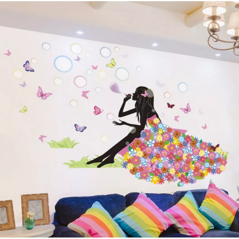 DaraBaby Vinil Decorativo Infantil Hada Burbujas Sala Habitacion