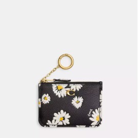 Coach Retail CS040 Leather Mini Skinny ID Case Floral Print BR/Black Multi $95