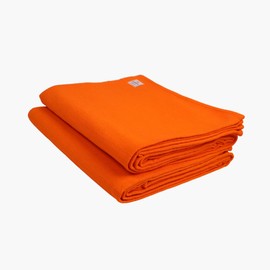 Yogikuti Iyengar Cotton Yoga Blanket Set of Two – Thick Handwoven Yoga Blankets for Restorative Yoga, Meditation & Pranayama – Premium Cotton Yoga Blanket for Support & Comfort in Pranayama (Orange)