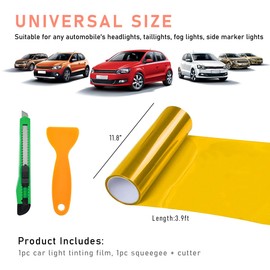KVAEY Car Light Tint Film, 12×48 Inch Tint Vinyl Wrap Film Roll with Squeegee and Cutter, Self-Adhesive Film Sticker for Car Headlights Tail Lights Fog Lights, Car Accessories (Golden)