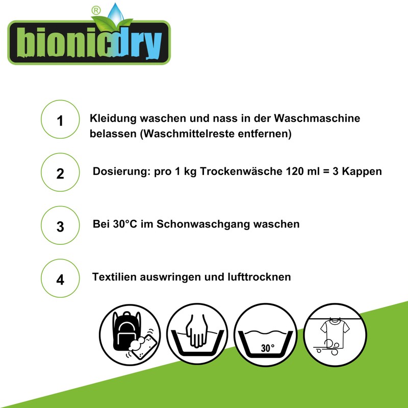 bionicdry Wash-In Waterproofer for Outdoor Clothing, Sportswear and Functional Clothing