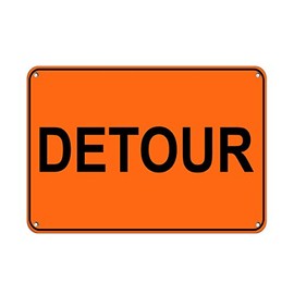 Aluminum Horizontal Metal Sign Multiple Sizes Detour Traffic Orange Road Construction with Border Weatherproof Street Signage 24x18Inches