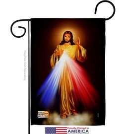 Ornament Collection Faith Jesus Divine Misericordia Garden Flag Religious Hope Grace Peace Dove Christian Religion Easter Small Decorative Gift Yard House Banner Made in USA 13 X 18.5