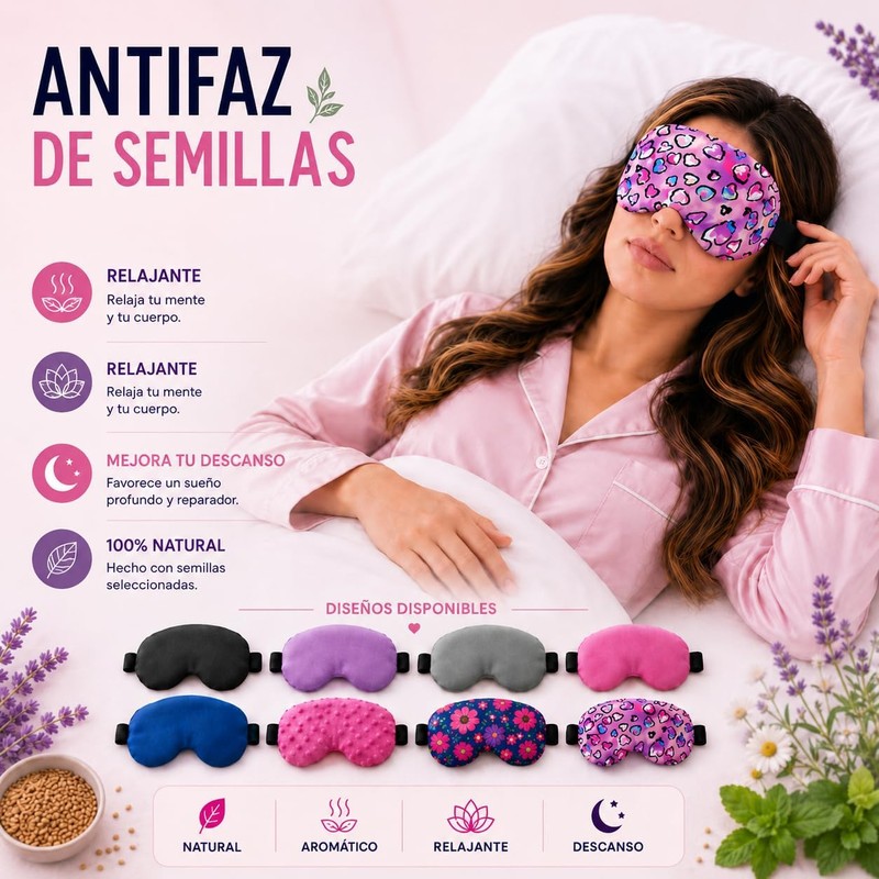 Antifaz de Semillas Máscara Térmica para Ojos con Calor Húmedo