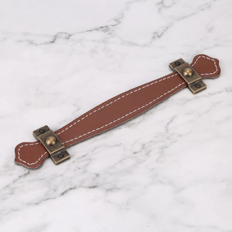 COHEALI 2pcs Vintage Replacement trunk handles leather cabinet handles drawer
