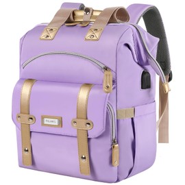 FuisDiL Laptop Backpack for Women, Anti Theft Backpacks with USB Charging Port RFID Anti Theft Water Resistant,Wide Top Open Work Teacher College Travel Computer Bag for Woman Fits 15.6 Inch Purple