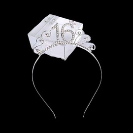 IETOSY Silver Sweet 16 Birthday Decorations Tiara,16th Birthday Tiara Headband for Girls,16th Birthday Party Decorations Hair Accessories Favors Supplies,