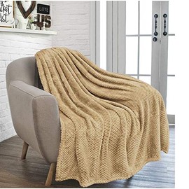 RayyanLinen Waffle Honey Comb Throw Blanket Super Soft Luxurious Versatile Sofa Bedspread Travel Throw (MINK, SINGLE - 125 x 150CM)