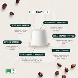 Artizan Coffee USDA Organic Espresso Coffee Capsules For Nespresso Original | Kenya Single Origin | 20 Compatible Compostable Pods