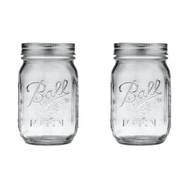 Ball Glass 389579 Pint Regular Mouth Mason, 2 Count (Pack of 1), Clear