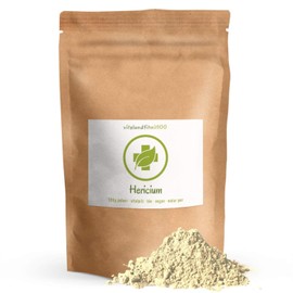 Organic Hericium Powder – 100 g – Also known as "Hedgehog Spine" or "Monkey Head Mushroom" (Hericium Erinaceus) – Vegan and Pure – in Proven Raw Food Quality – No Additives and Additives