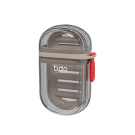 Travel Soap Case with Lid & Draining Layer, Portable Soap Container for Traveling, Shower Bar Soap Holder with Handle, Small Bathroom Soap Box, Soap Saver Dish for Camping, Outdoor (Clear Gray)