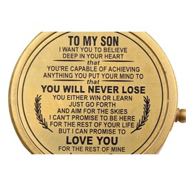 RII Pocket Brass Sundial Compass, Nautical Navy Compass for Camping, Travelling, Hiking, Boating, Gift Compass for Graduation, Wedding, Birthday from Mom Dad with Imprinted Leather Case