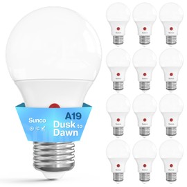 Sunco 12 Pack Dusk to Dawn LED Outdoor Light Bulb A19, Photocell Automatic for Exterior Lighting, 800 LM, 9W (60W Eqv.), 4000K Cool White, Auto On/Off Sensor, IP65 Rated UL