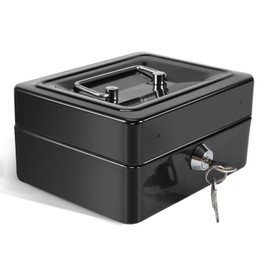 Steel Security Box Household, Mini Portable Petty Safe Lockable Cash Money Coin, Lock Box,6 Compartments Design Safe Box