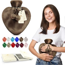EMPIRE TRADING & COMMERCE Happy Heaters Hot Water Bottle, 1L With Fluffy Cover - Ideal for Period, Back & Neck Pain - Brown, UK Perfect for Women, Seniors & Children