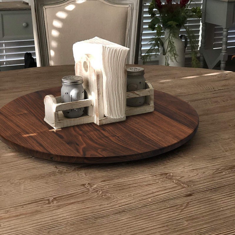 MAGIGO 18 Inches Black Walnut Wood Lazy Susan, Solid Wooden