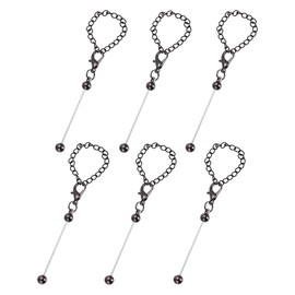 PATIKIL Beadable Charms, 6 Pcs Beadable Keychain Charm Beadable Cup Accessories Blank Beaded Decoration for Tumblers with Handle Cup Chains for DIY Crafts Making, Grey Plating