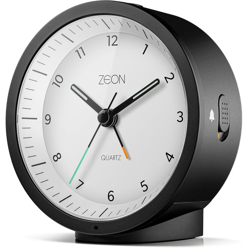 ZEON Round Analogue Alarm Clock with Light and Snooze Function,