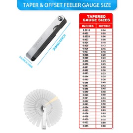 Feeler Gauges - 32 Blades Feeler Gauge Set &16 Pieces Offset Feeler Gauge Stainless Steel Dual Marked Metric and Standard SAE - Valve Thickness Gauge (Tapered&Offset Feeler Gauge)