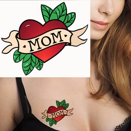 Rose Tattoo 6 Sheets Temporary Tattoos Tattoo Heart Mom Temporary tattoo Neck Arm Chest for Women Girls Men