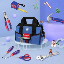 WORKPRO 9-Piece Kids Real Hand Tool Set Blue Junior Tool Kit with Storage Bag