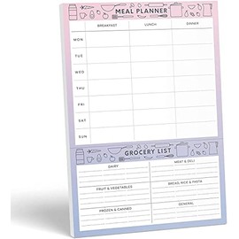 Sweetzer & Orange Meal Planner Notepad and Grocery List | 7x10 inch Pad for Organized Weekly & Daily Planning | Tear-Off Grocery Magnetic Notepad Checklist for Convenient Shopping