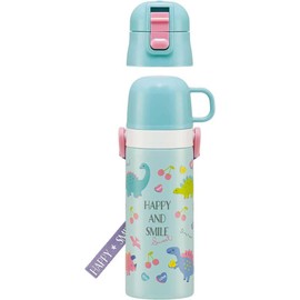 Skater SKDC4-A Children's Stainless Steel Water Bottle, 2-Way Direct Drinking, 16.5 fl oz (470 ml), Cup Drinking 15.2 fl oz (430 ml), Happy & Smile Kid-friendly Lightweight Type, For Girls, Hot and Cold Water Bottle, Sports Bottle, Cute, Kids, Children, 