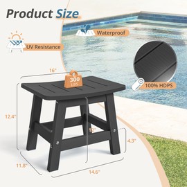 Outdoor Patio Footstools Ottomans Footrest Small Seating Adirondack All-Weather 2-Piece，Black