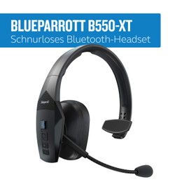 Jabra BlueParrott B550-XT Mono Bluetooth Over-Ear Headset – 96% Noise-Cancelling mit Sprachsteuerung für unterwegs und Walkie-Talkie Funktion – Schwarz