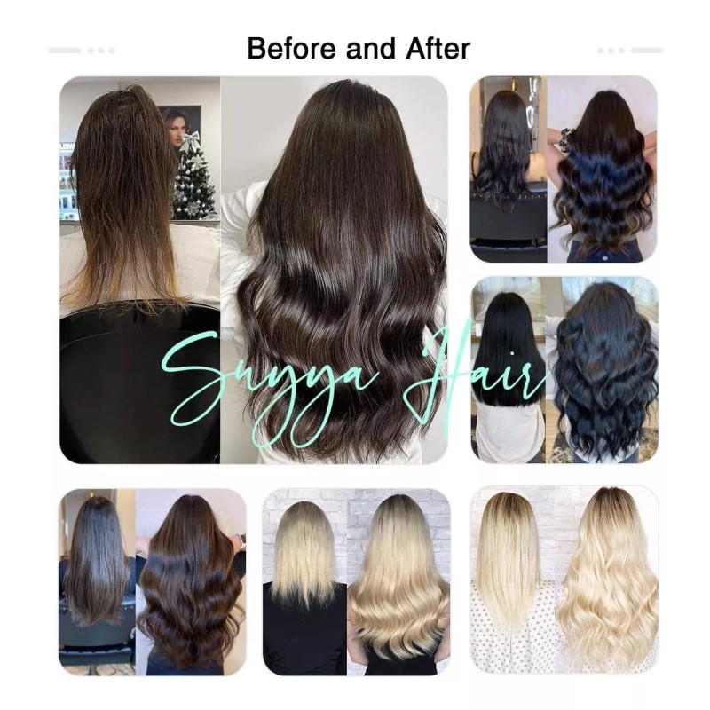 Suyya Extensiones Cabello Natural 14in Blanqueador Rubio 110gr