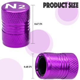 MEAJOO 5PCS N2 Nitrogen Logo Tire Valve Stem Caps, Premium Alloy Stem Covers, with Plastic Liner Corrosion Resistant Leak-Proof, Universal for Cars, SUVs, Bikes, Trucks and Motorcycles (Purple)