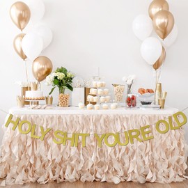 SUNBEAUTY HOLY You Are Old Birthday Garland Funny Decoration Gold Glitter Birthday Banner