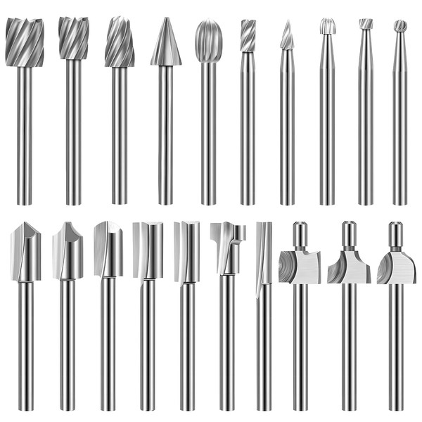 LALAGO 20-Piece HSS Milling Cutter Rotary Cutter Set, Wood Carving