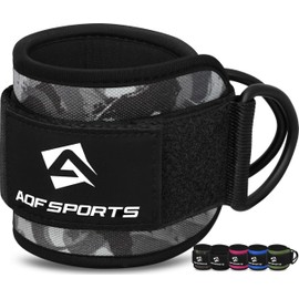 AQF Ankle Straps for Cable Machines Attachment - Neoprene Padded Gym Wrist Cuff Legs Extensions Curls, Kickbacks, Weightlifting Hip Abductor, Abs, Glute Workout (Grey Camouflage, Single)