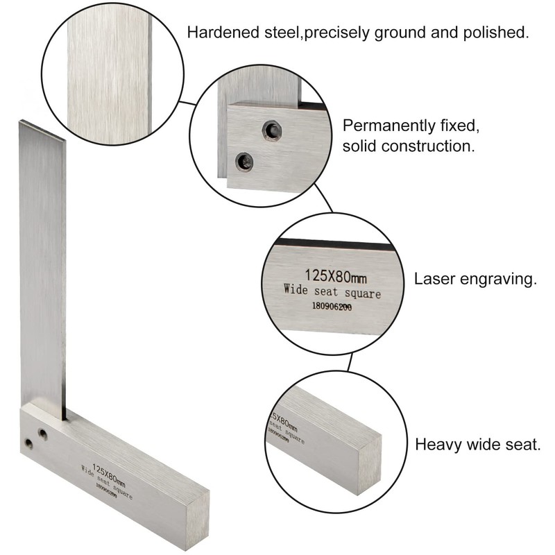 TOOLCOOL Machinist Square Engineers Square Try Square 90 Degree Right
