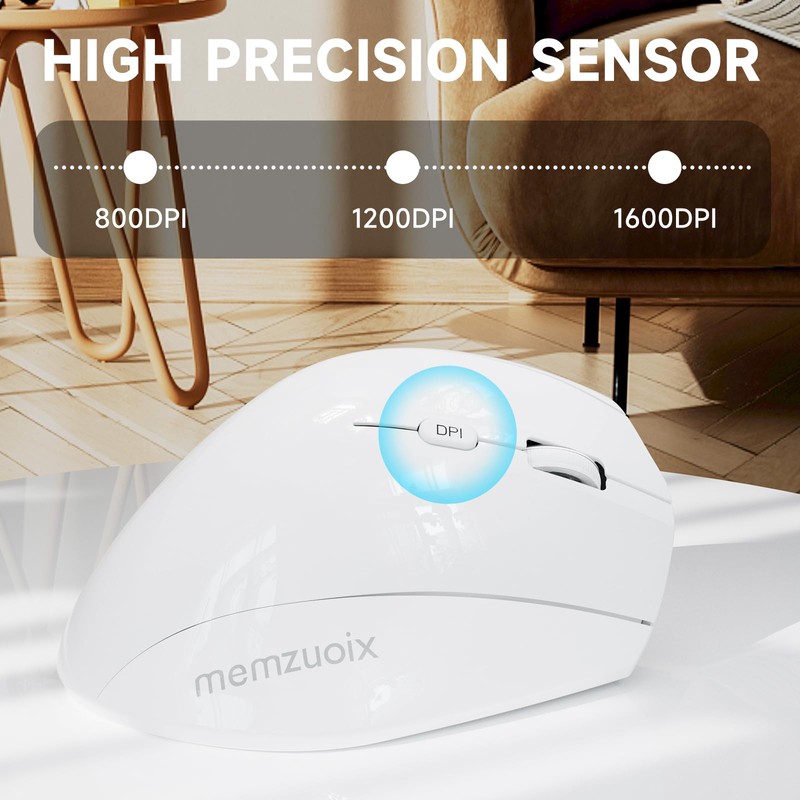 memzuoix Ergonomic Mouse Wireless,2.4G Optical Cordless Mice with 800/1200/1600 DPI,Vertical