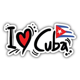 JJH Inc I Love Cuba Flag Slogan Vinyl Decal Sticker Waterproof Car Decal Bumper Sticker 5"