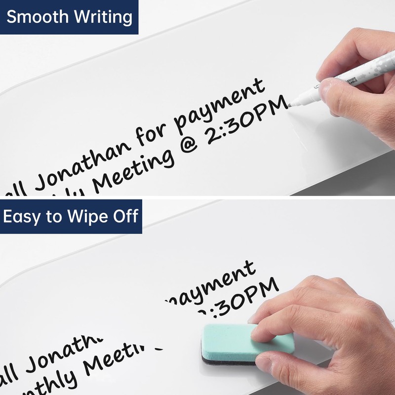 TSJ OFFICE Glass Desktop Whiteboard - 17 X 7 Inches