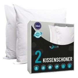 Dreamzie - Kissenbezug Wasserdichter 50 x 80 cm - 100% Baumwolle Stoff - Oeko TexÆ Zertifiziert - 2 St¸ck Kissenschoner mit Reiﬂverschluss - Atmungsaktiv, Hypoallergen, Anti-Milben, Antibakteriell