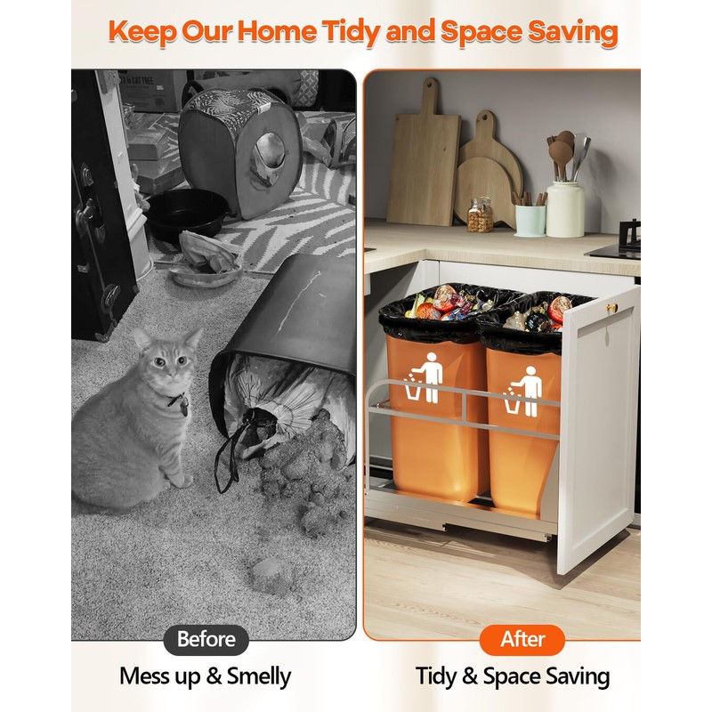 LIONONLY Dual Pull Out Trash Can Under Cabinet, Heavy Duty