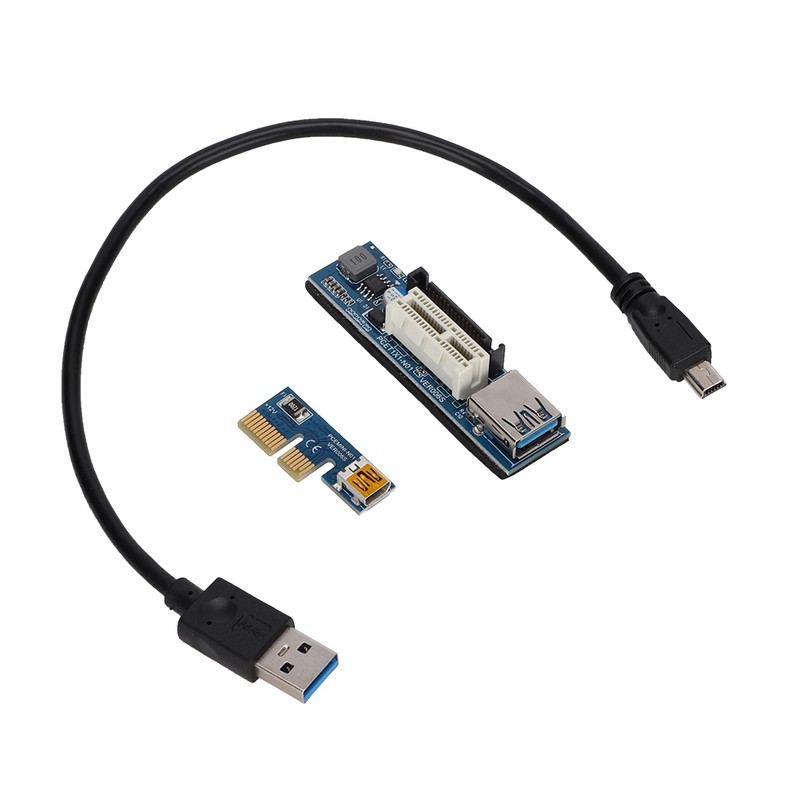 PCI-E 1X Extension Cable Cord Riser Card Power USB Extender