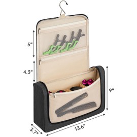 WELIDAY Travel Storage Bag Compatible with Dyson Airwrap Styler, Portable Travel Organizer for Hair Curler and Attachment with Multi-pockets (Front Open Design, Black)