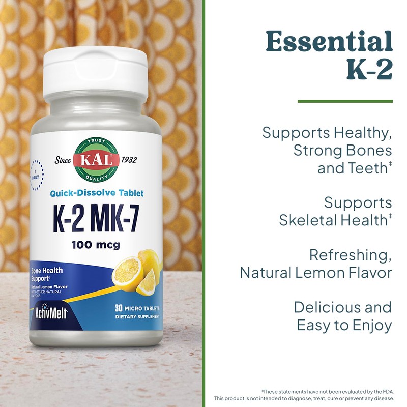 KAL Vitamin K2 MK7 100mcg - Vitamin K Supplement with