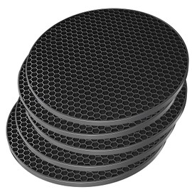 TENOC Silicone Trivet Mats for Hot Pots & Pans, Heat Resistant Pot Holder, Non-Slip Hot Pads for Dishes & Cookware, Multipurpose Kitchen Table Teapot Coaster, 3.5-Inch, 5 Pcs, Black